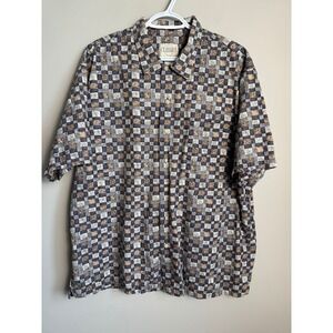 Classics Cotton Checkered Button Up Shirt‎ Vintage Grunge Retro Large 90s Y2K